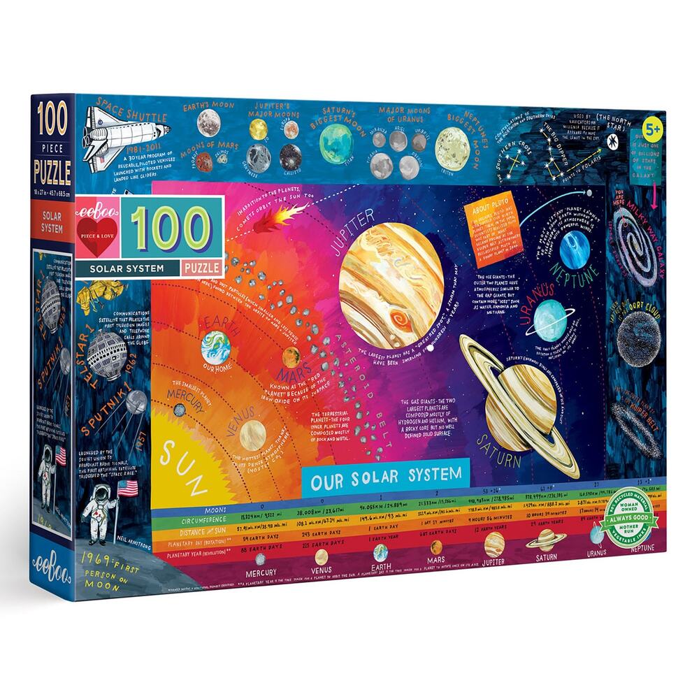eeBoo Our Solar System 100 Piece Puzzle Ages 5+ New Sealed